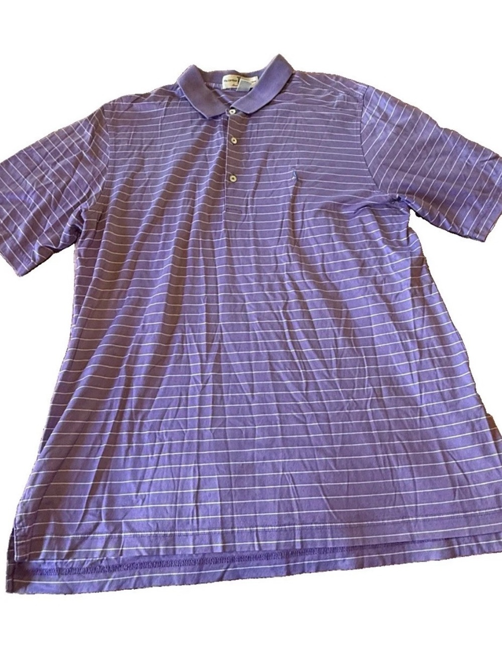Fairway & Greene Striped Purple Golf Polo Shirt Lavender Cotton Large